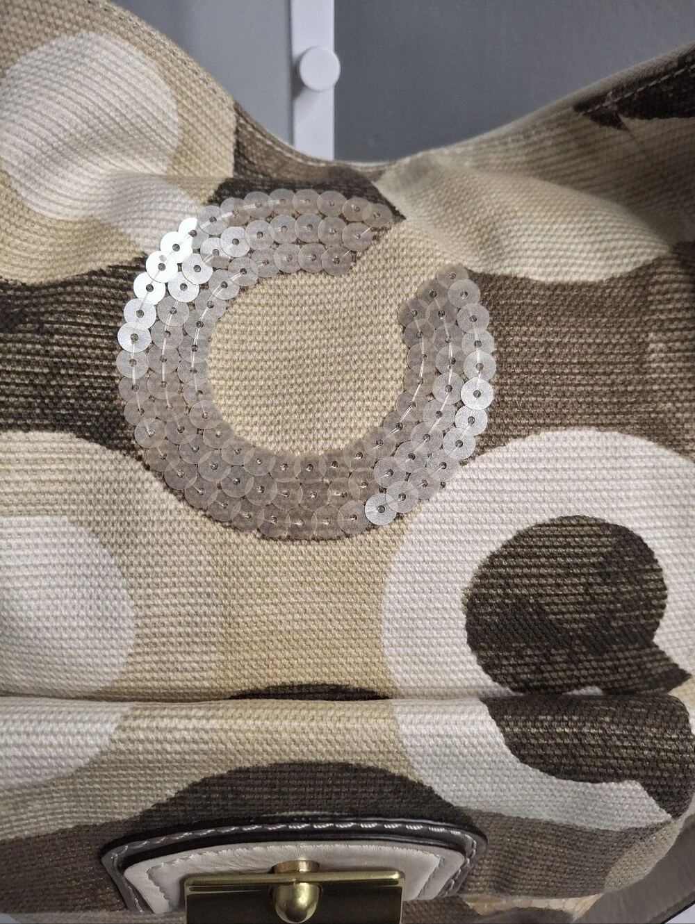 Coach Kristin Sequin Op Art Convertible Hobo Crossbody Bag EUC